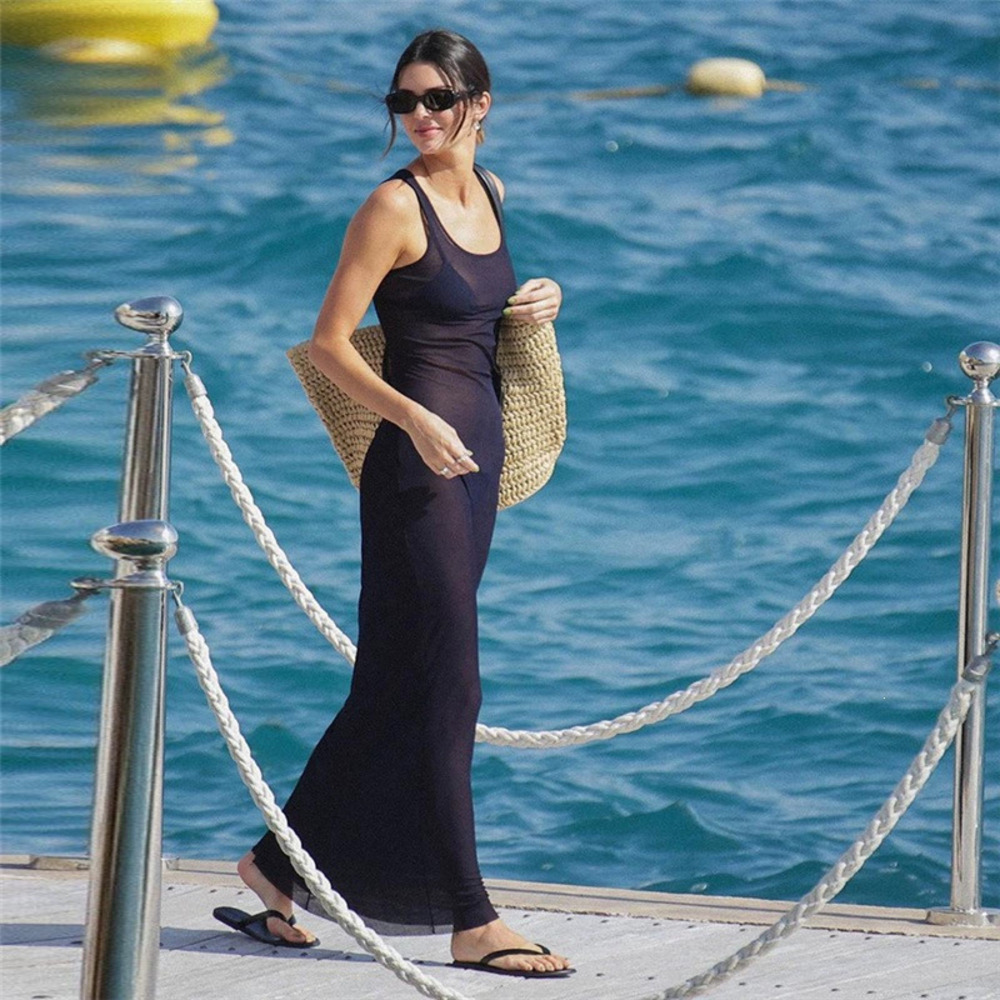 Zara Sheer Mesh Vacation Evening Gown